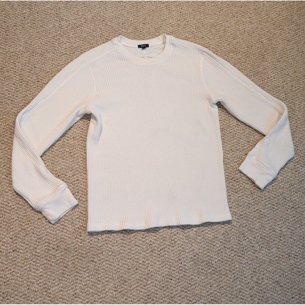 Rails Wade Thermal Waffle Knit Long Sleeve Top Mens Small White Heavyweight